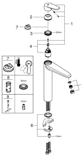 GROHE 23432000 - Umývadlová batéria EURODISC COSMOPOLITAN, veľkosť XL, chróm