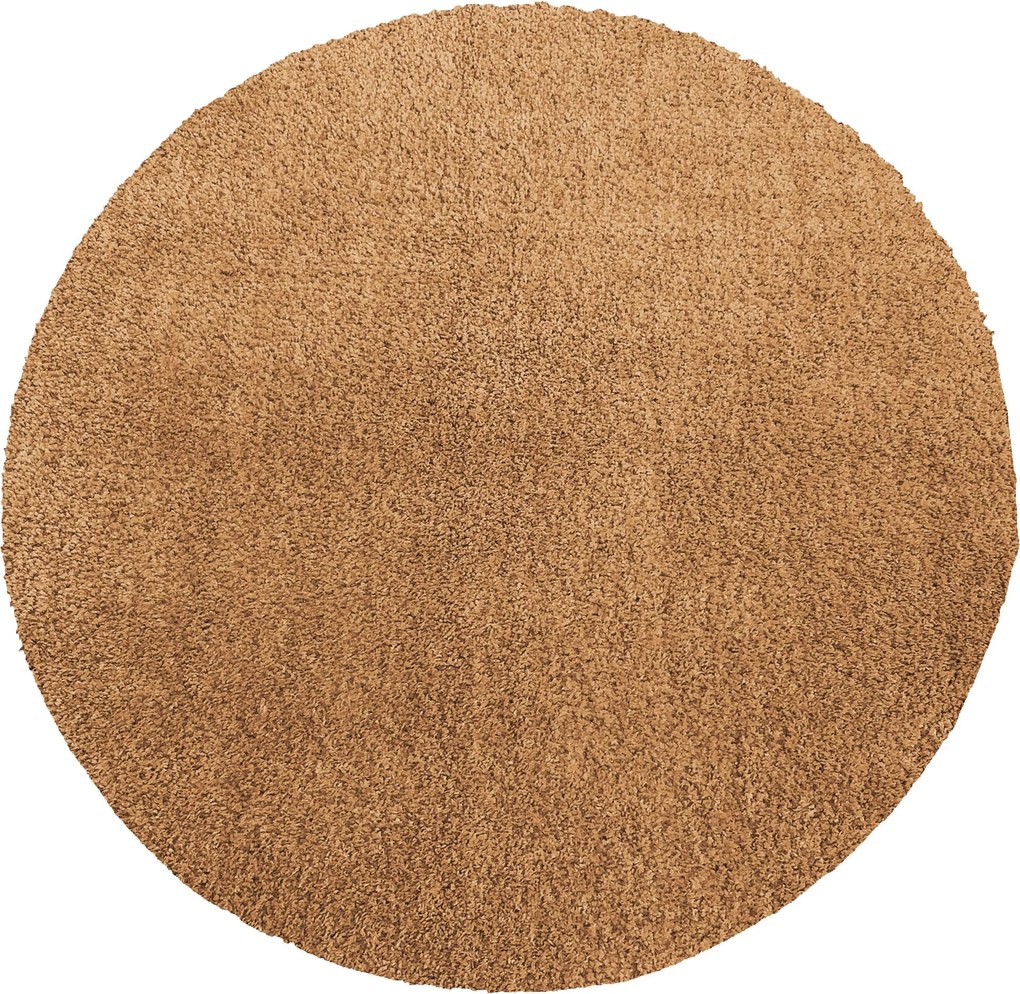 Okrúhly shaggy koberec Kamel v zemitej hnedej farbe Rozmer: 60 cm