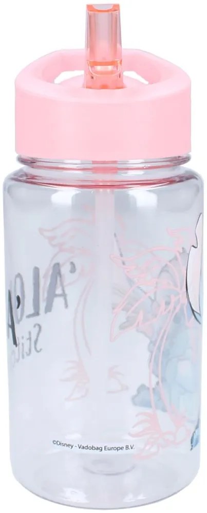 Dievčenská plastová fľaša na pitie Lilo &amp; Stitch so slamkou - 450 ml
