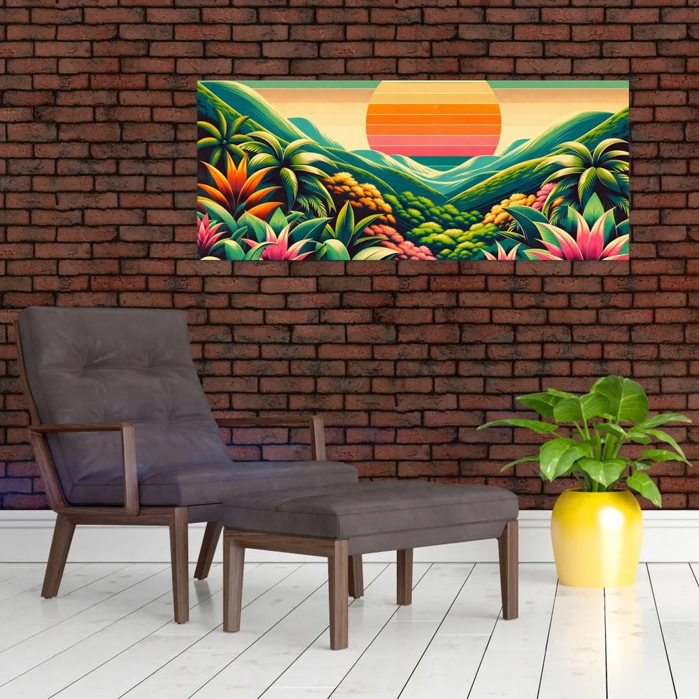Obraz - Pestrofarebný západ slnka (120x50 cm)