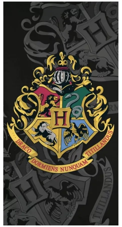 Plážová osuška Harry Potter - motiv erb Hogwarts - 100% bavlna - 70 x 140 cm