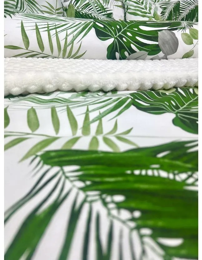 Obliečky Maurícius 200x220 / 2×70x90 cm – 100% bavlna, tropický vzor s palmami a monsterou, zips