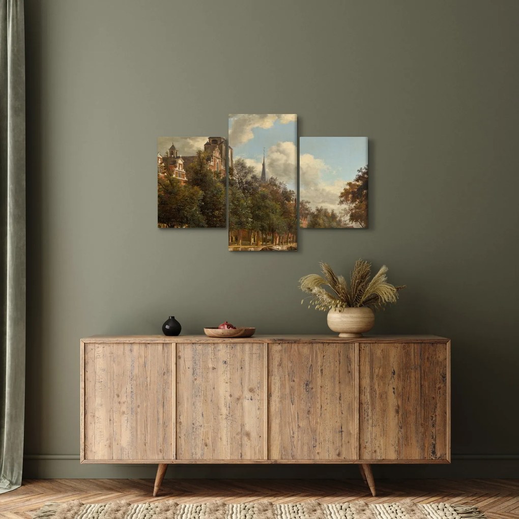 Obraz - Jan van der Heyden, View Down a Dutch Canal, reprodukcia (90x60 cm)