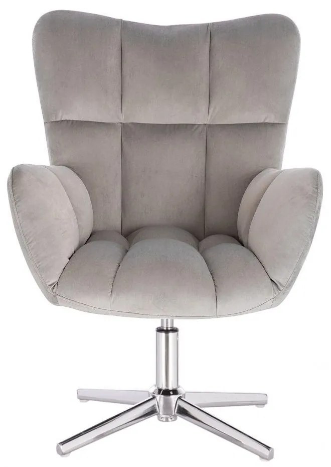 LuxuryForm DESIGN Kreslo AURORA VELUR na striebornom kríži - svetlo šedé