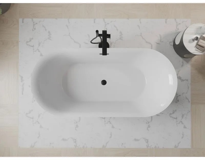 Mexen Roxy, voľne stojaca vaňa 170 x 80 cm, biela, čierny matný prepad, 51201708000-70