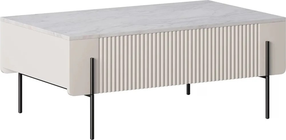 Konferenčný stolík Malmi 100 cm - kašmírová / crema bianca / čierna