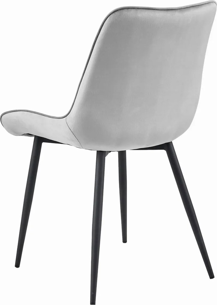 Svetlosivá zamatová stolička BERA s čiernymi nohami