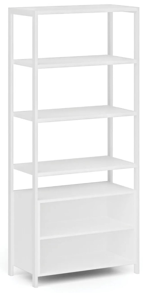 Policová stena HOME OFFICE s policovou skrinkou, biela