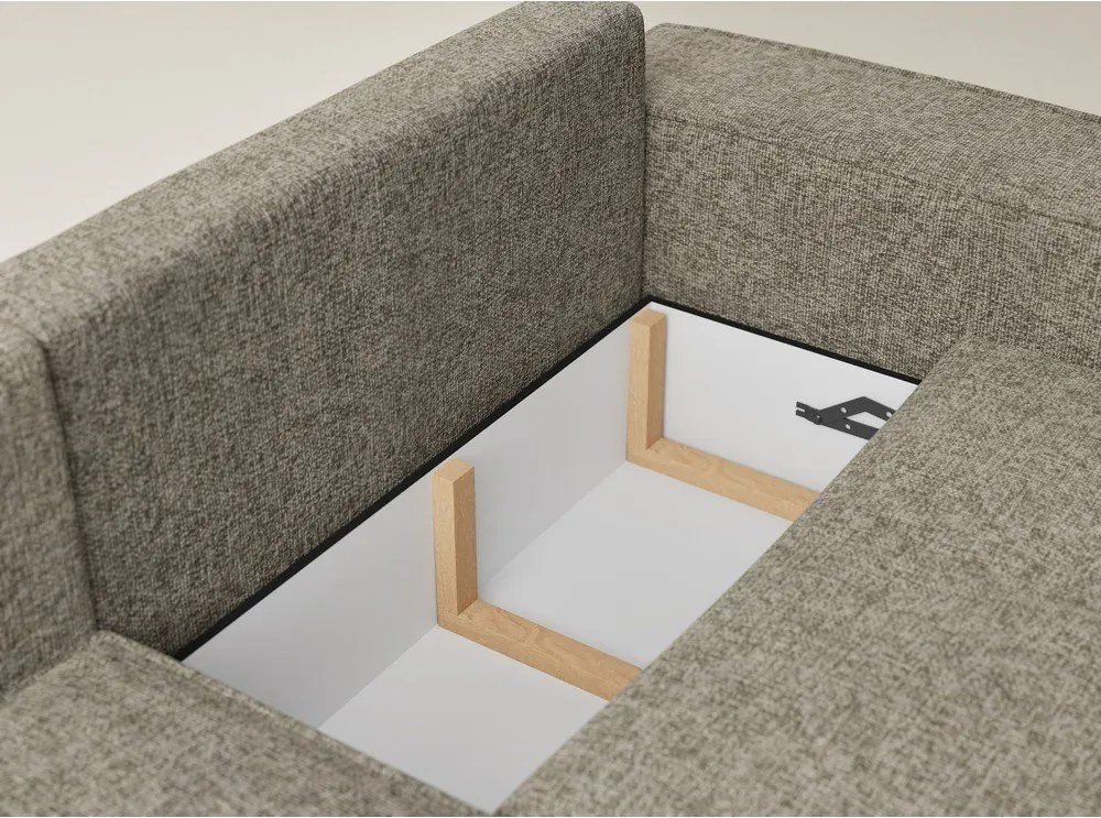 Hnedá ženilková rozkladacia/s úložným priestorom rohová pohovka (ľavý roh/do L) Tonga – Maison de Rêve