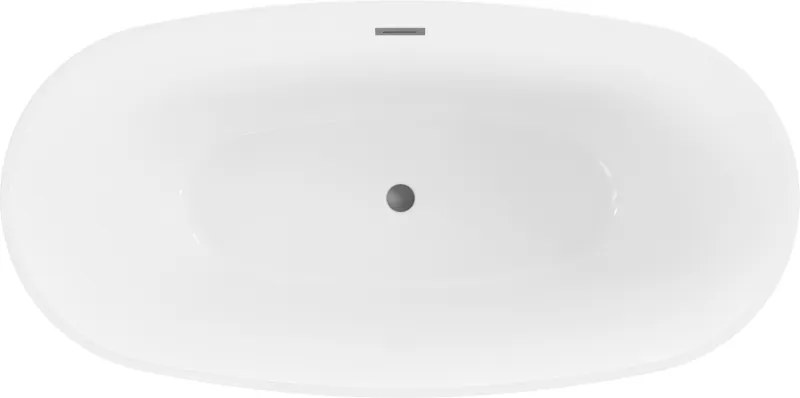 Mexen Eris, voľne stojaca vaňa 155 x 80 cm, biela-čierna, brúsený grafit prepad, 53441558075-95