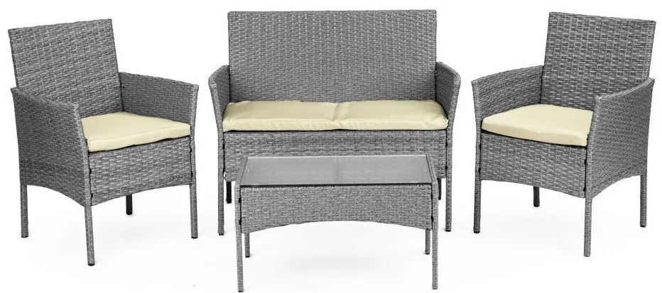 ZÁHRADNÝ SET CONO ŠEDÝ POHOVKA + 2 x KRESLO + STÔL