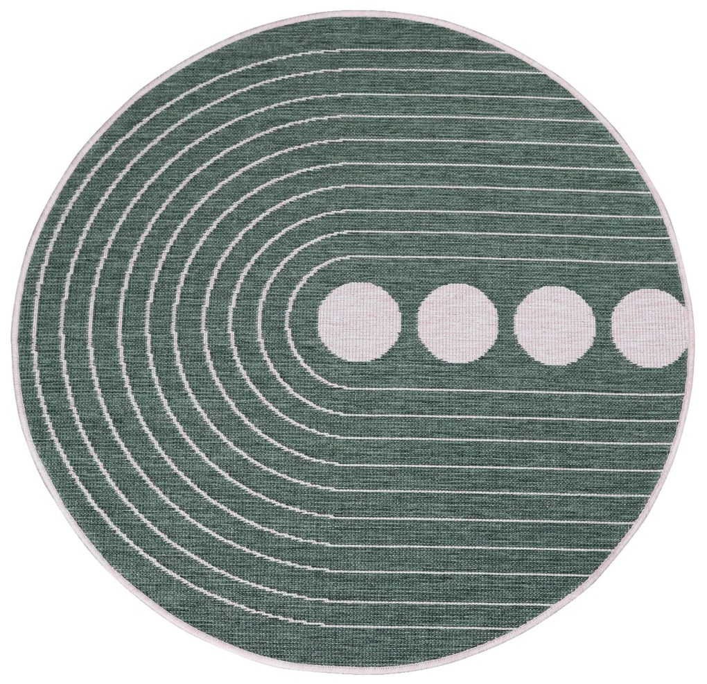 Dekorstudio Obojstranný okrúhly koberec na terasu DuoRug 5739 - zelený Priemer koberca: 120cm