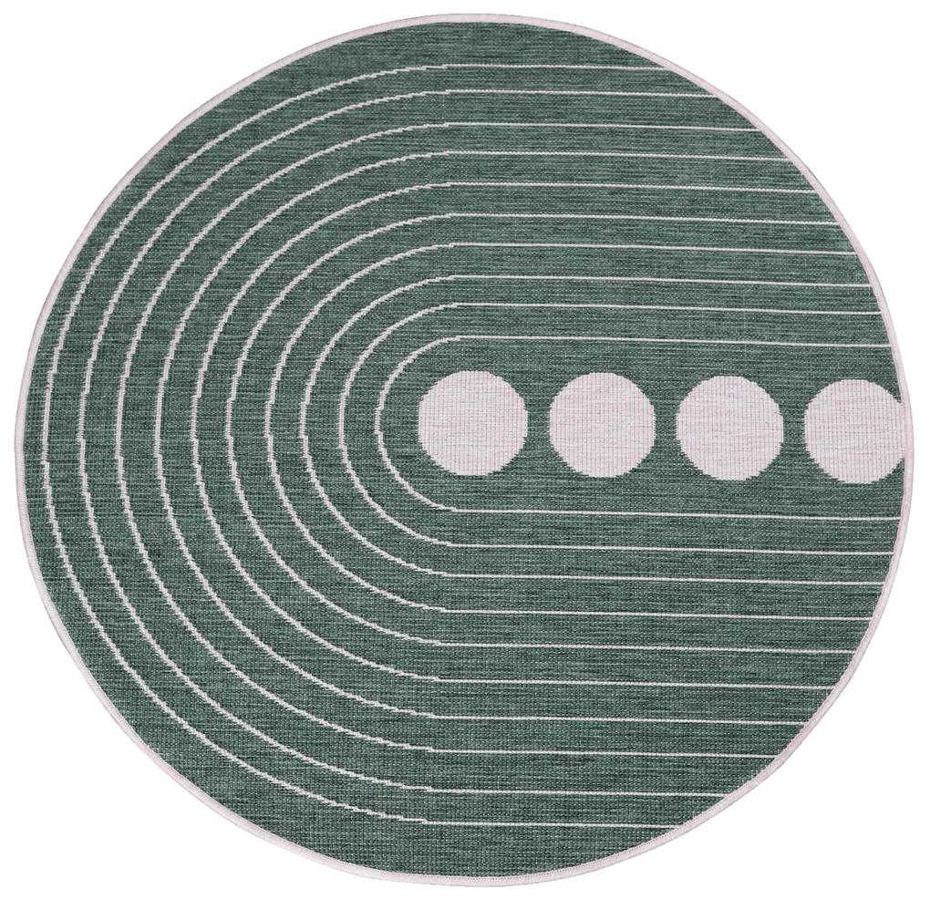 Dekorstudio Obojstranný okrúhly koberec na terasu DuoRug 5739 - zelený Priemer koberca: 160cm