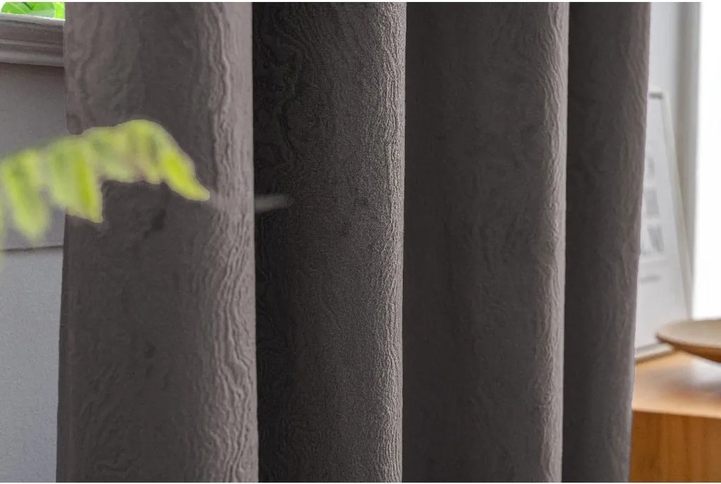 Zatemňovací záves DUNES VELVET 140x250 cm, tmavosivý Zavesenie: Kovové krúžky