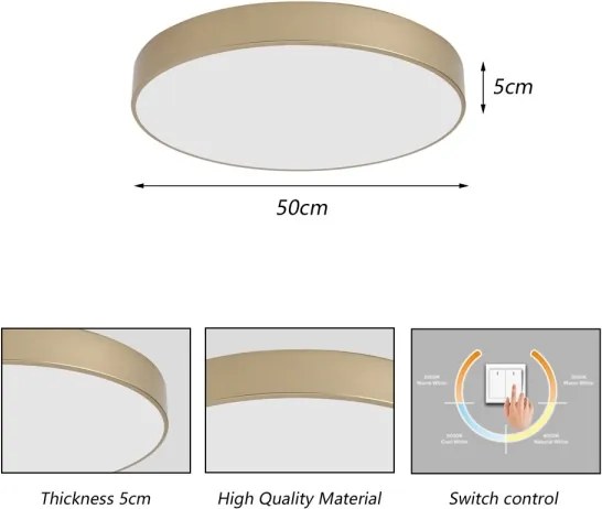 Brilagi - LED stropné svietidlo POOL LED, 60 W, 230 V, 3000/4000/6000 K, priemer 50 cm, zlaté