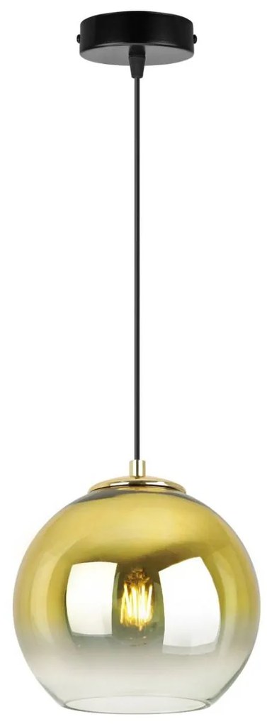 Závesné svietidlo Bergen Gold, 1x zlaté/transparentné sklenené tienidlo (fi 20cm)