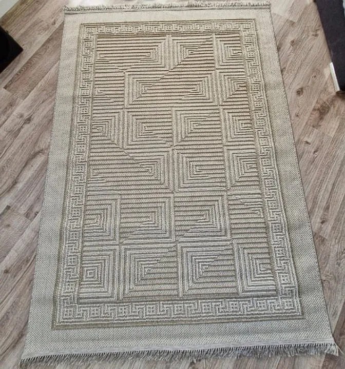 Béžový koberec Boho 874-B s geometrickým vzorom kociek Rozmer: 140x190 cm