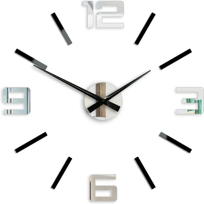 Moderné nástenné hodiny SILVER XL BLACK-MIRROR HMCNH065-blackmirror