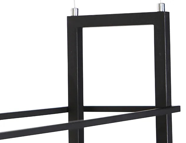 Inteligentné závesné svietidlo čierne s drevenou poličkou 4-svetlo vrátane Wifi A60 - Cage Rack