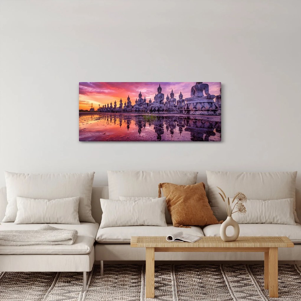 Obraz - Budhovia v západe slnka (120x50 cm)