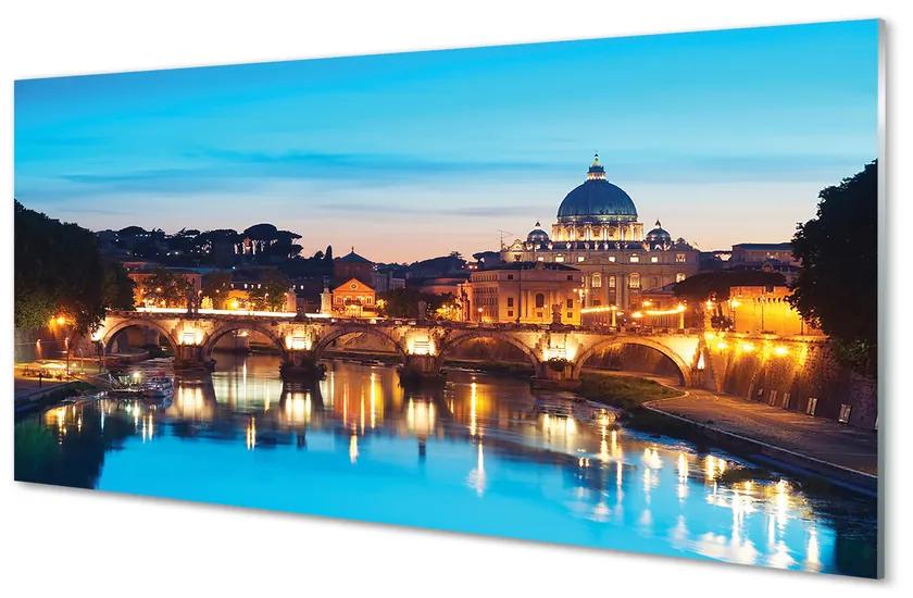 Obraz na akrylátovom skle Rím západu slnka riečne mosty 140x70 cm
