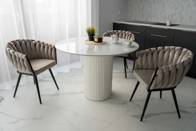 Jedálenská stolička ASTON zamatová, béžová / hnedá