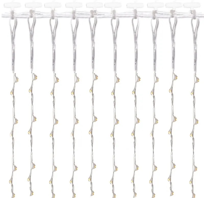 SPRINGOS LED Nano svetelný záves - 3x3m, 300LED, 8 funkcií, ovládač, USB, IP44, studená biela