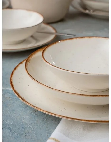 Jedálenská sada 24 ks béžová/hnedá/porcelán