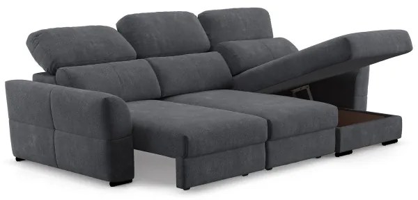 Univerzálna rohová rozkladacia trojmiestna pohovka s úložným priestorom TRENTO antracit