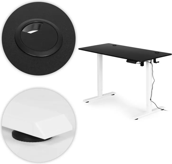 Elektrický nastaviteľný stôl 120 x 60 cm, nastaviteľná výška 72-117 cm, biely