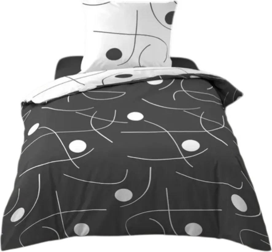 Biele/tmavosivé obliečky na jednolôžko z mikrovlákna 140x200 cm Sonate – douceur d'intérieur