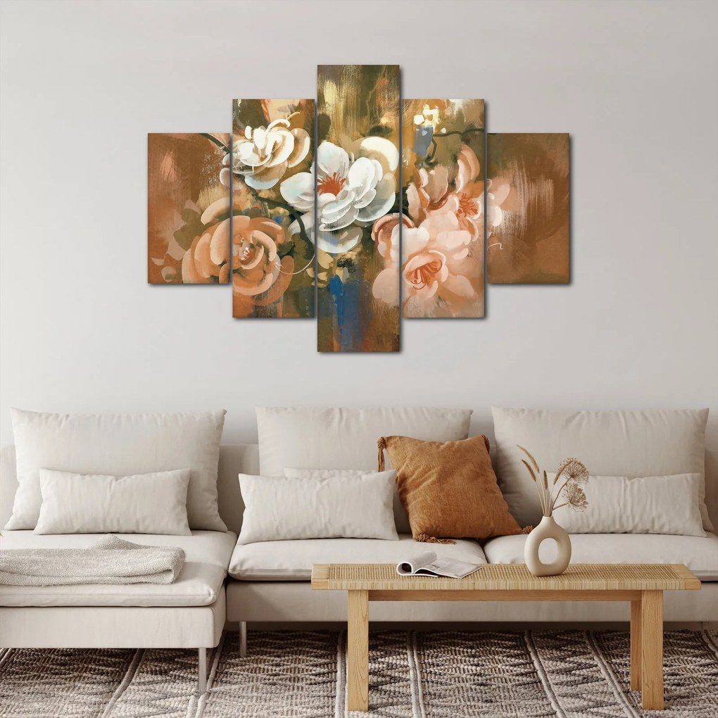 Obraz - Maľovaná kytica kvetov (150x105 cm)