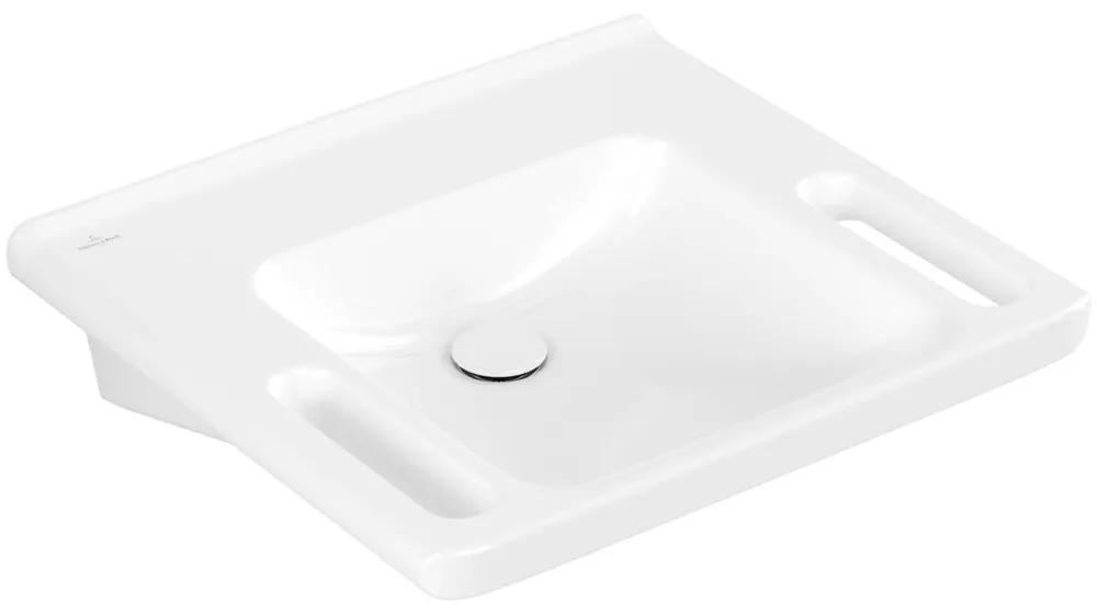 VILLEROY &amp; BOCH ViCare závesné umývadlo bez otvoru, bez prepadu, 600 x 550 mm, biela alpská, s povrchom AntiBac a CeramicPlus, 4A6863T2