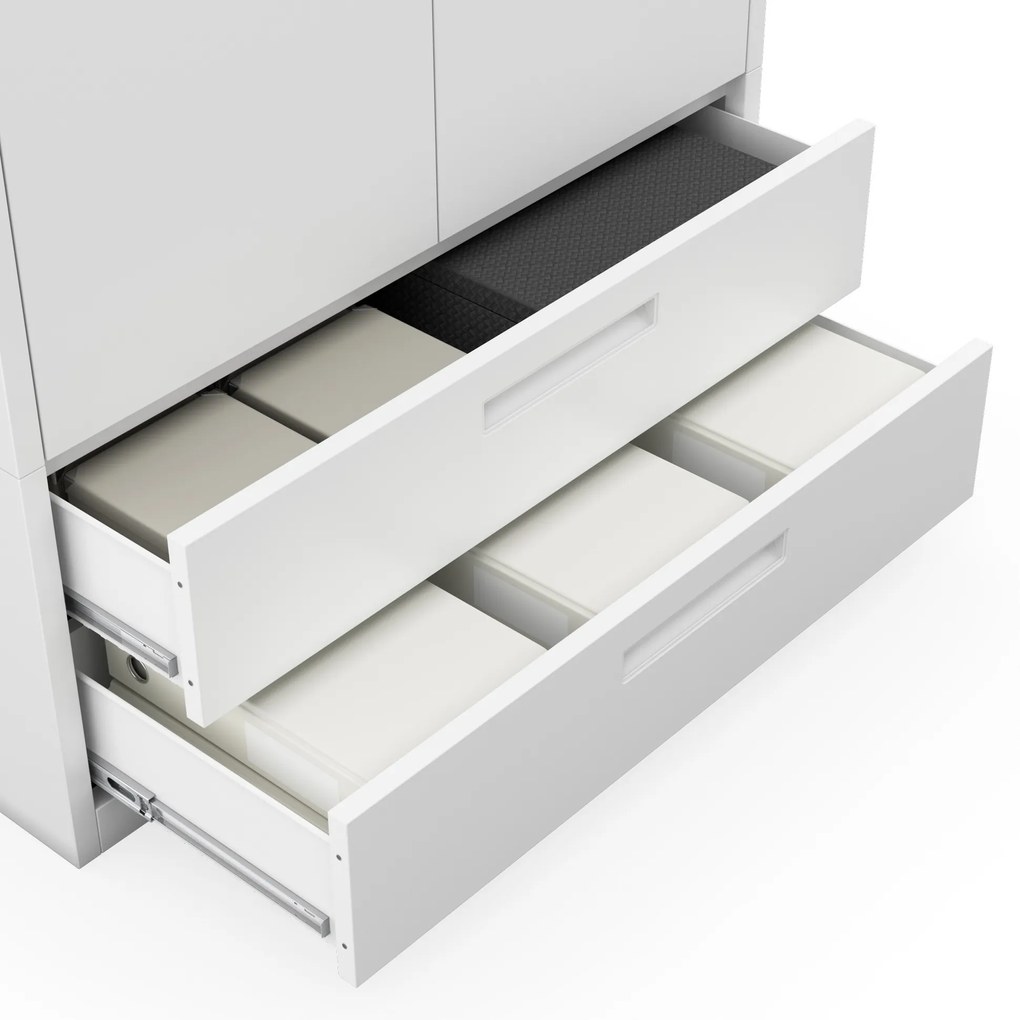 Kovová skriňa MEGAN – biela, dvojitá zásuvka, 195 cm