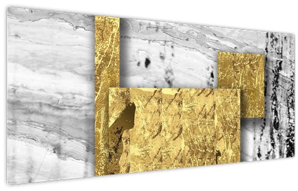 Obraz - Zlaté štvorce N⁰1 (120x50 cm)