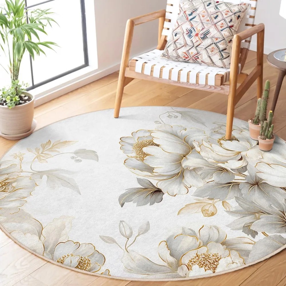 Prateľný okrúhly koberec vo svetlosivej a béžovej farbe ø 150 cm Soft and Gentle – Mila Home