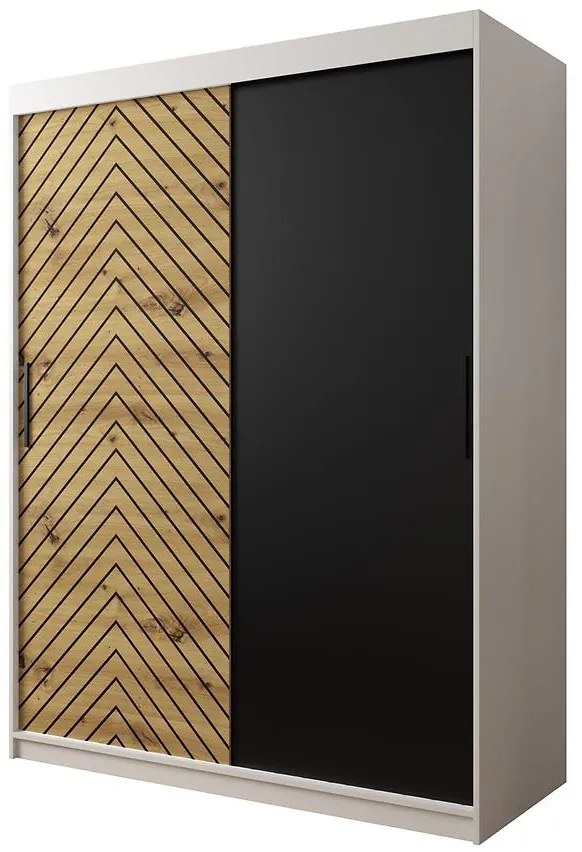 Skriňa Jodełka 150 biely/dub Artisan/čierna
