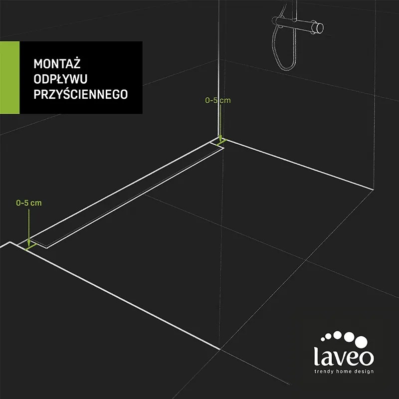 Laveo Sprchový odtokový žľab ku stene Basso 60 cm - COB_761D, čierna kartáčovaná