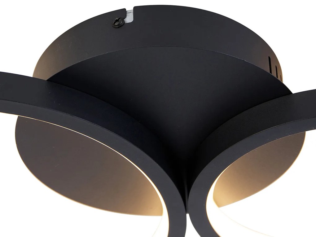 Stropná lampa čierna vrátane LED 3-stupňový stmievač 4-svetlo - Lupolo