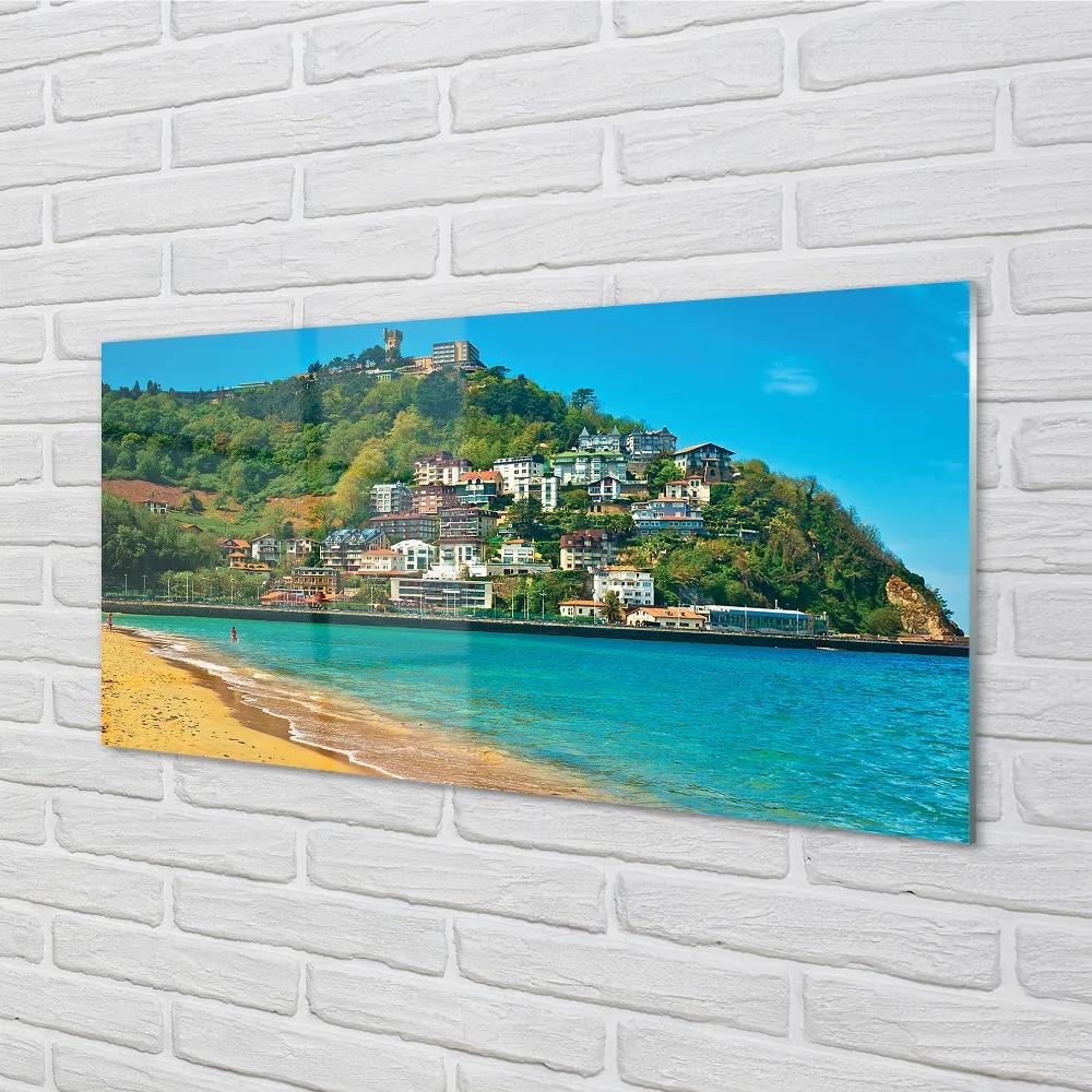 Obraz na akrylátovom skle Španielsko pláž horské mestečko 100x50 cm