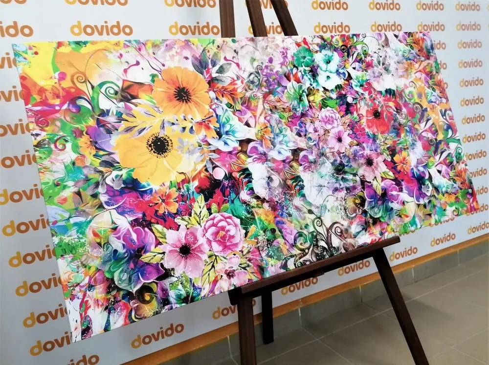 Obraz pestrofarebné kvety - 100x50