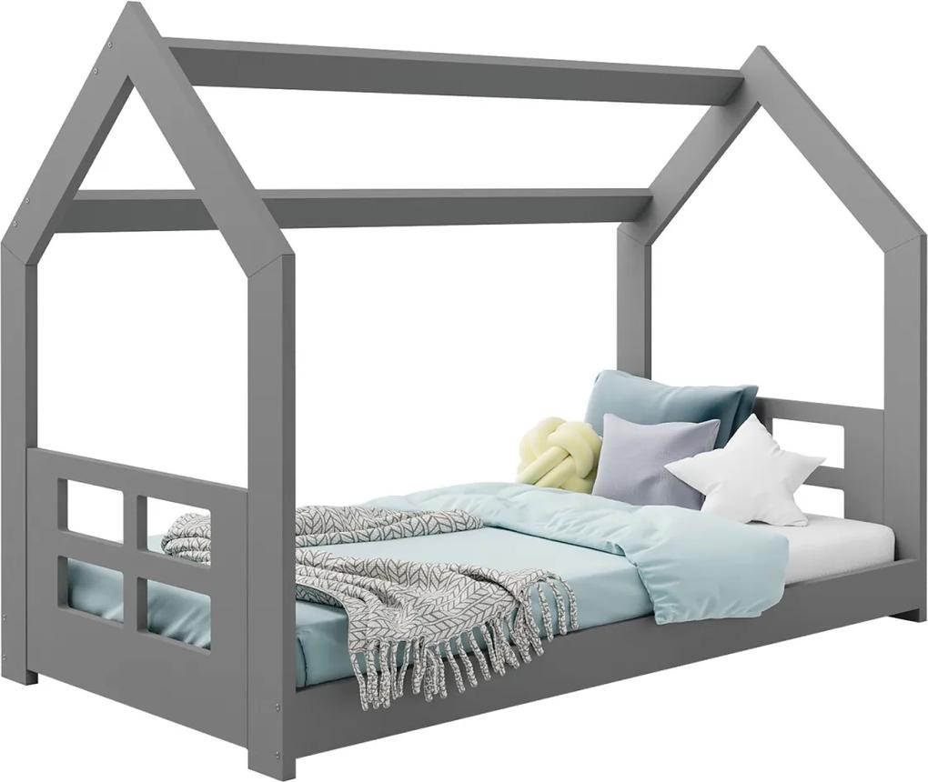 Detská posteľ DOMČEK D2D 80x160cm masív sivá | AMI Nábytok