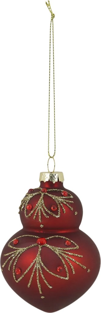 Červená sklenená vianočná ozdoba s dekorom Chic Bauble – Ø 7*10 cm