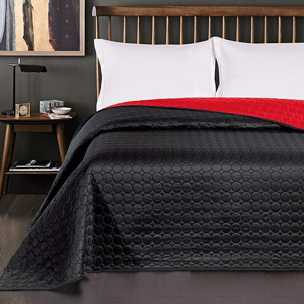Obojstranný prehoz na posteľ DecoKing Salice čierny/červený, velikost 170x210