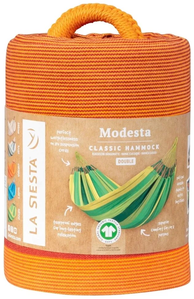 La Siesta Hojdacia sieť MODESTA DOUBLE STRIPES - volcano, 100 % organická bavlna