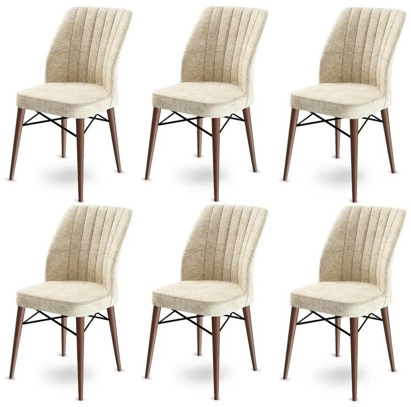 Súprava jedálenských stoličiek Flex Cream and Brown, 6 ks