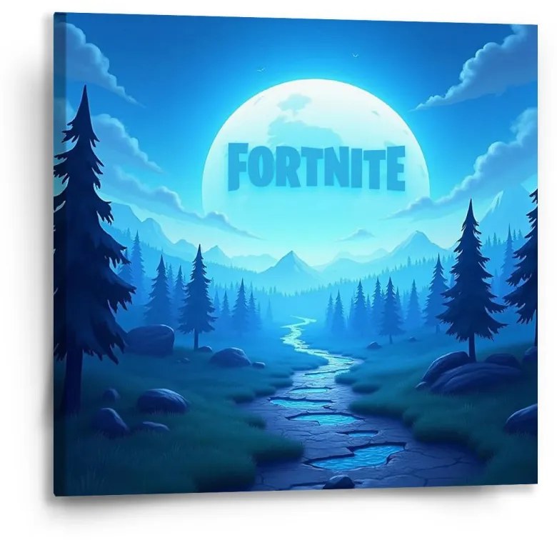Sablio Obraz FORTNITE Modré údolie s mesiacom - 50x50 cm
