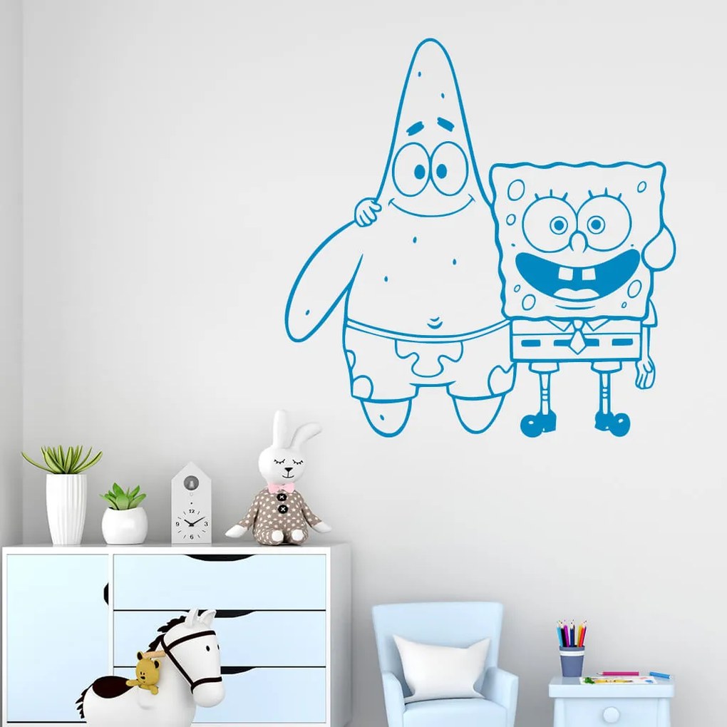 Veselá Stena Samolepka SpongeBob a Patrick Farba: černá, Veľkosť: 100 x 102 cm