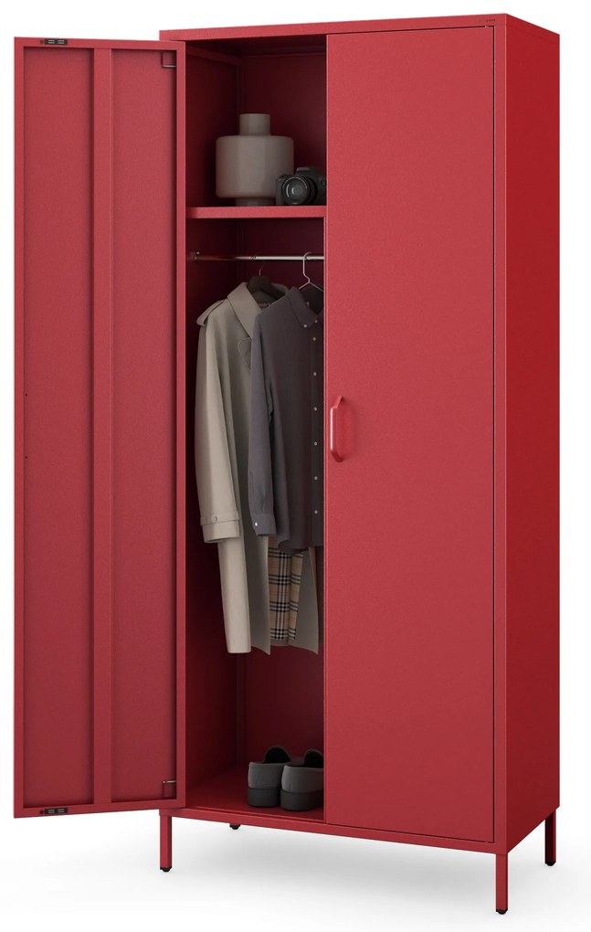 Šatníková skriňa FLAVIO, 800 x 1850 x 450 mm, Modern: červený farba