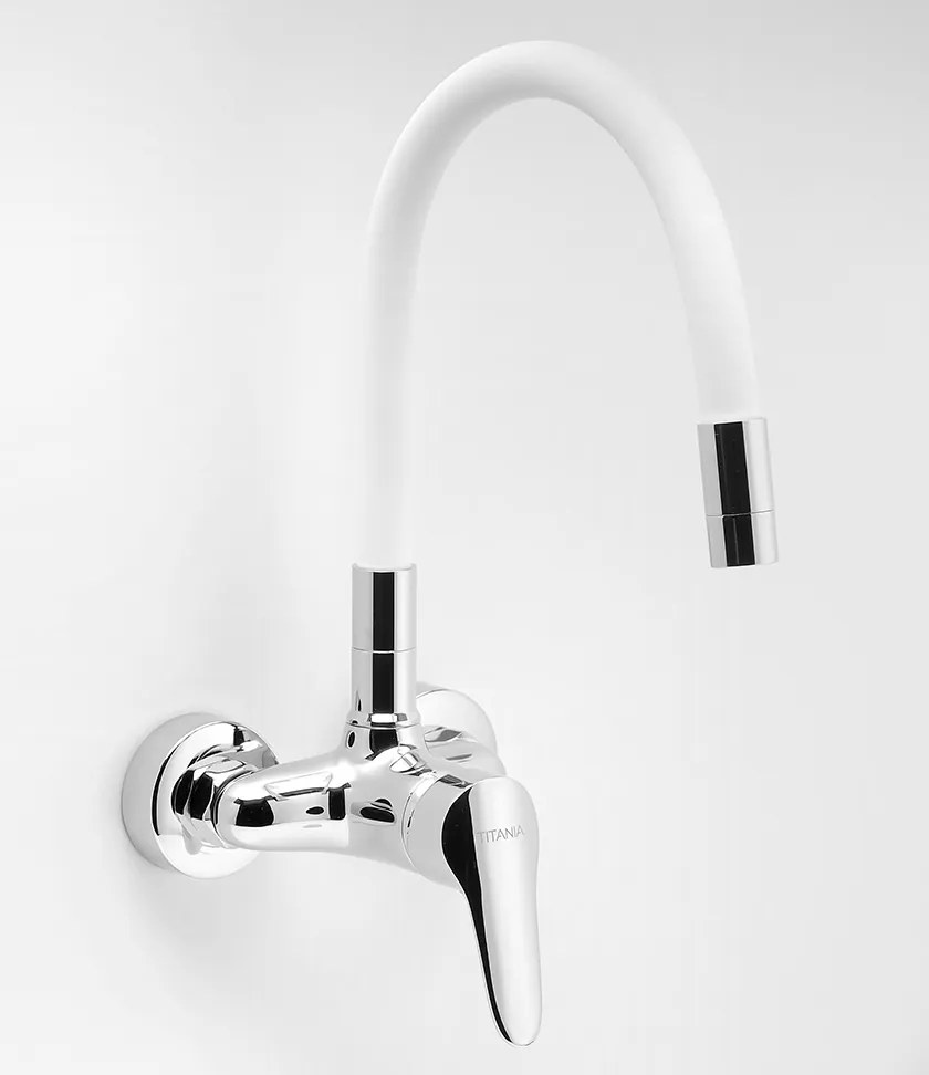Ferro Zumba - drezová batéria s elastickým ramenom 100mm, biela-chrómová, 94484,0B